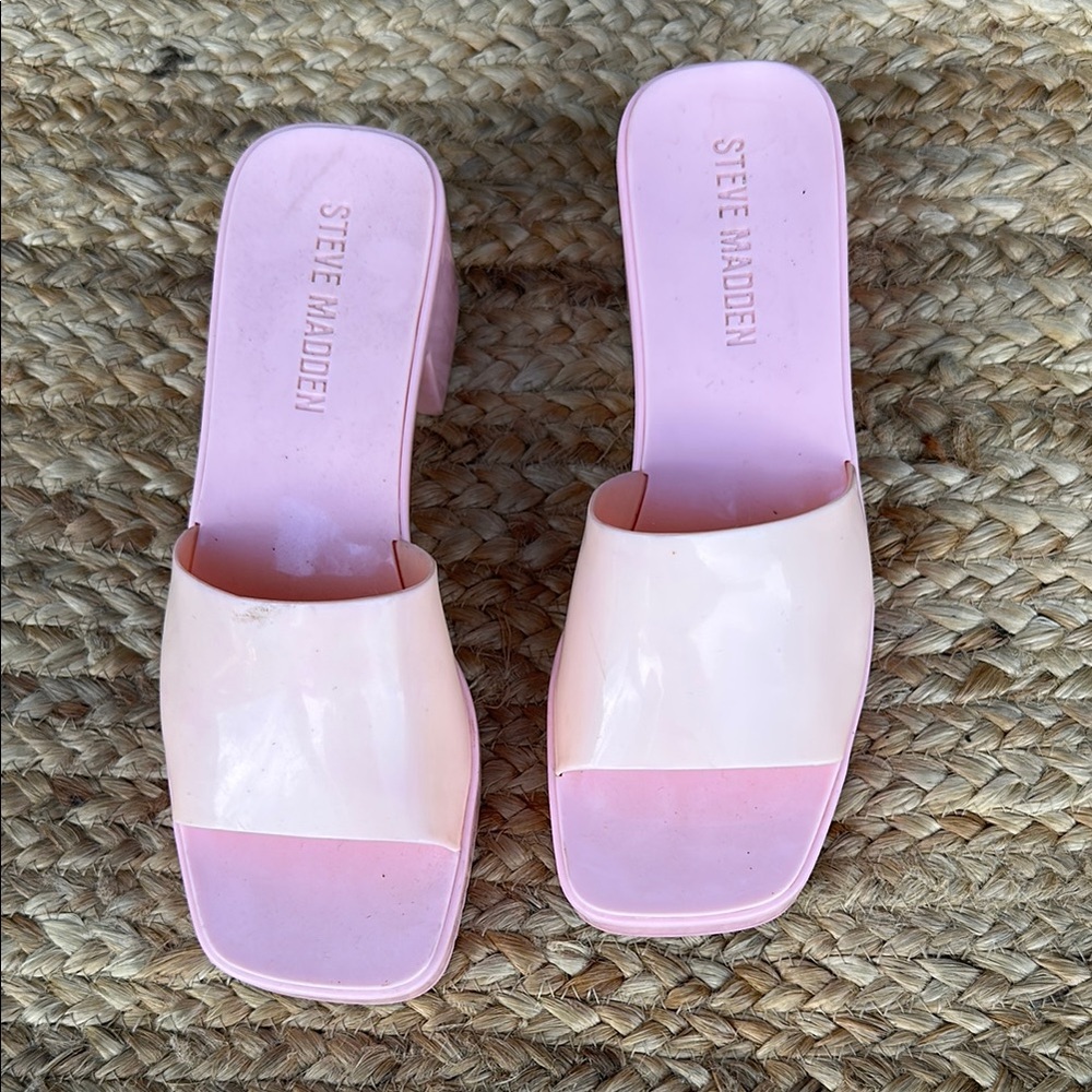 Steve Madden Pink Square-Toe Mules